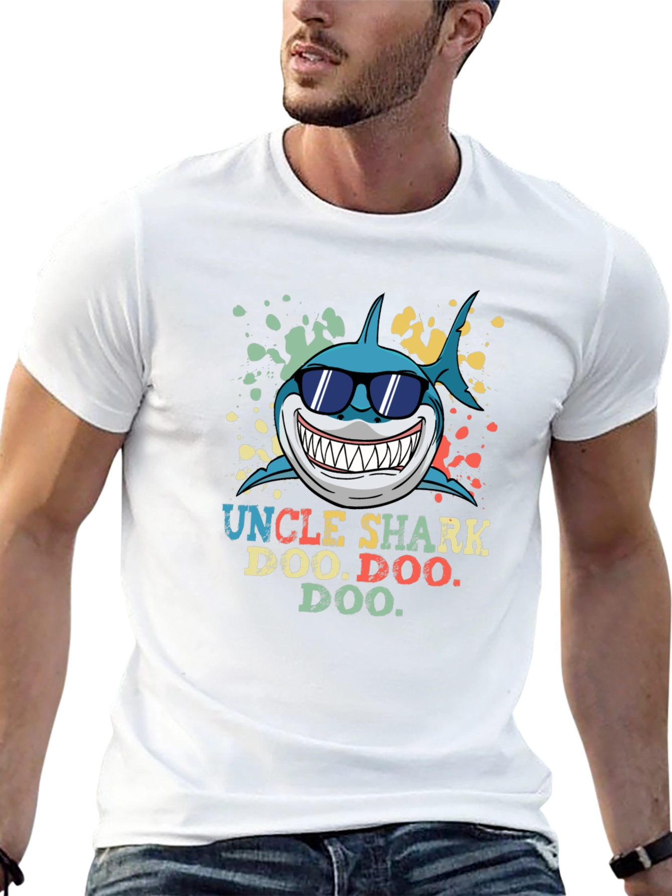 Uncle Shark Doo Doo Doo Mens Black T-Shirt