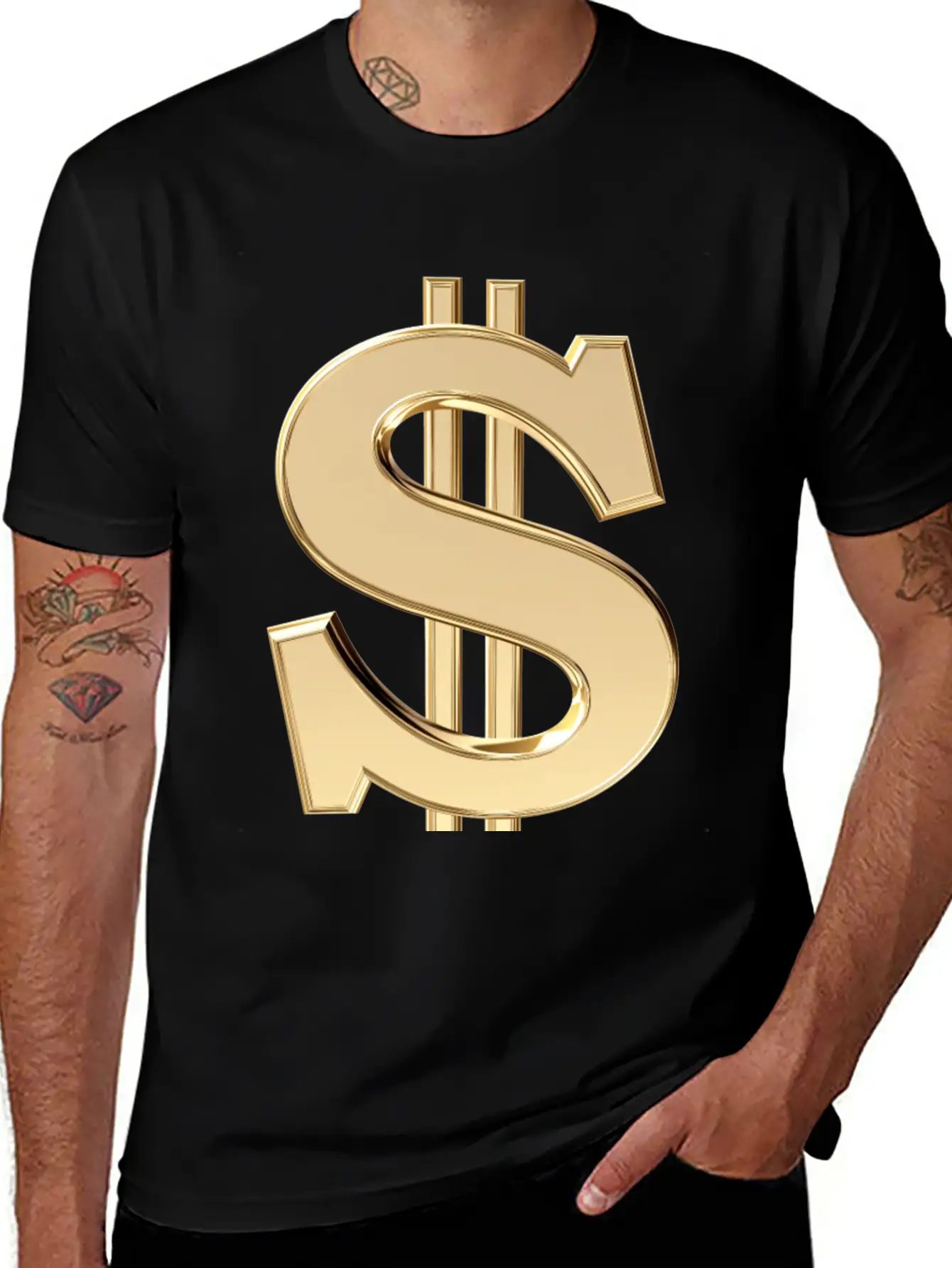 3D Dollar Sign Relaxed Everyday Tee – Lightweight And Durable Cotton