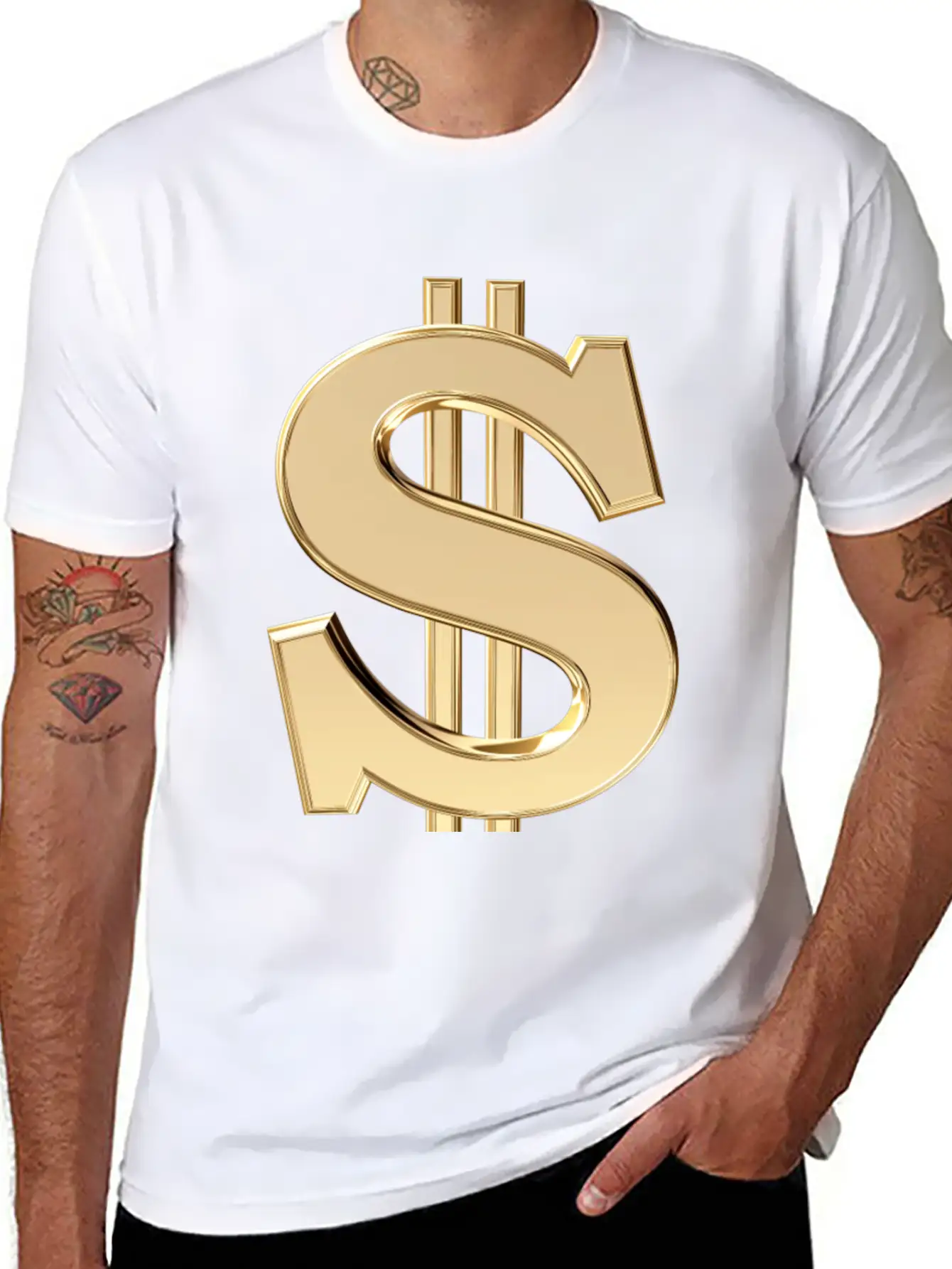 3D Dollar Sign Relaxed Everyday Tee – Lightweight And Durable Cotton