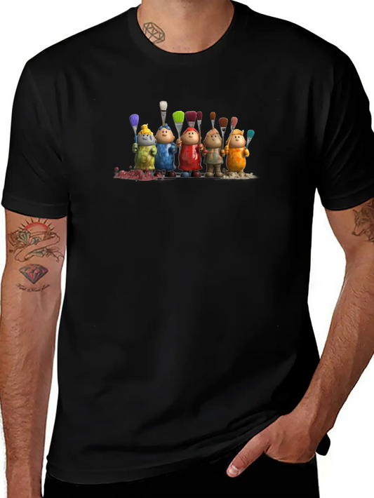 3D Figurines With Paint Brushes Classic Fit Graphic Tee For Daily Comfort – Unisex Cotton Shirt