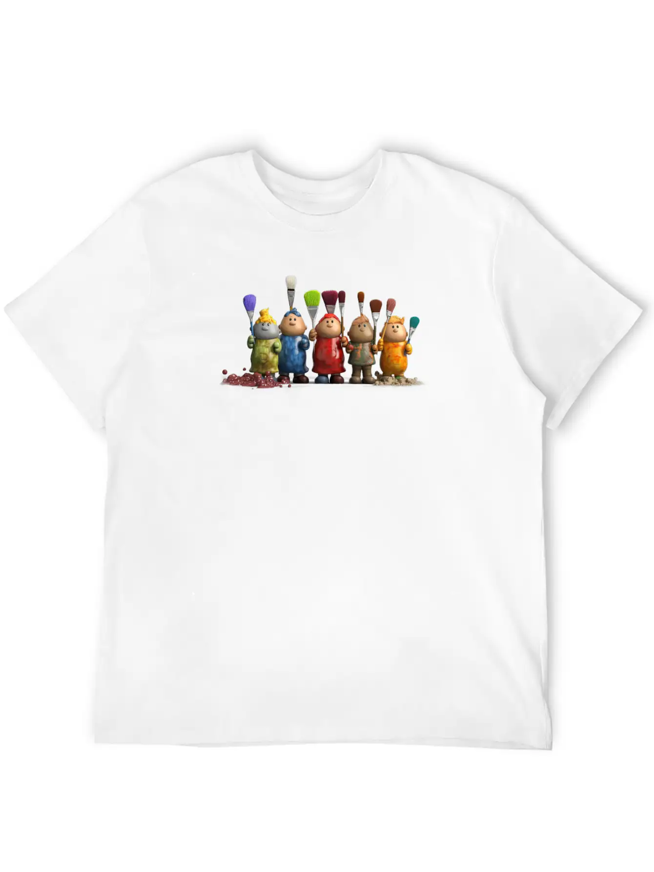 3D Figurines With Paint Brushes Classic Fit Graphic Tee For Daily Comfort – Unisex Cotton Shirt