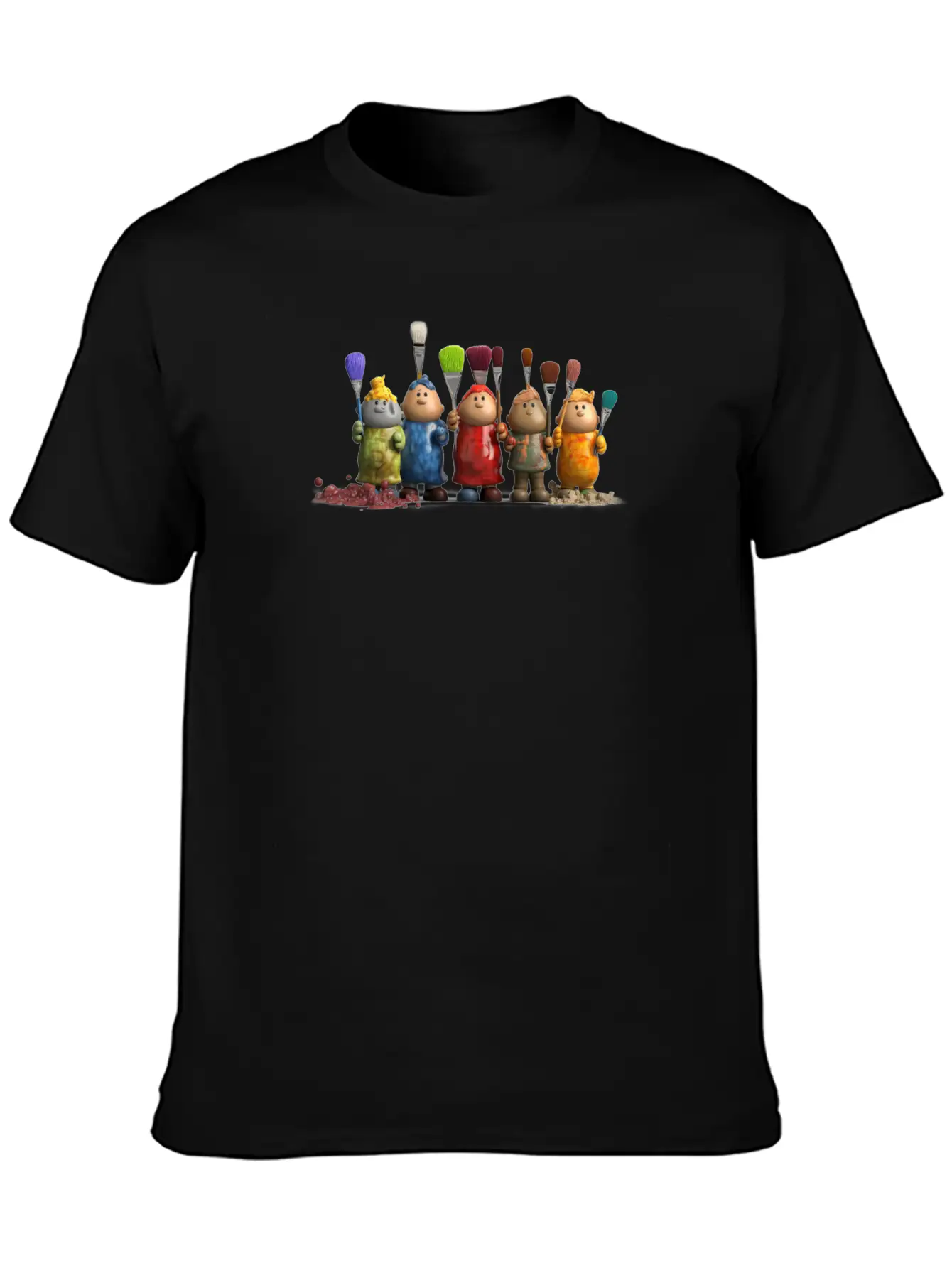 3D Figurines With Paint Brushes Classic Fit Graphic Tee For Daily Comfort – Unisex Cotton Shirt