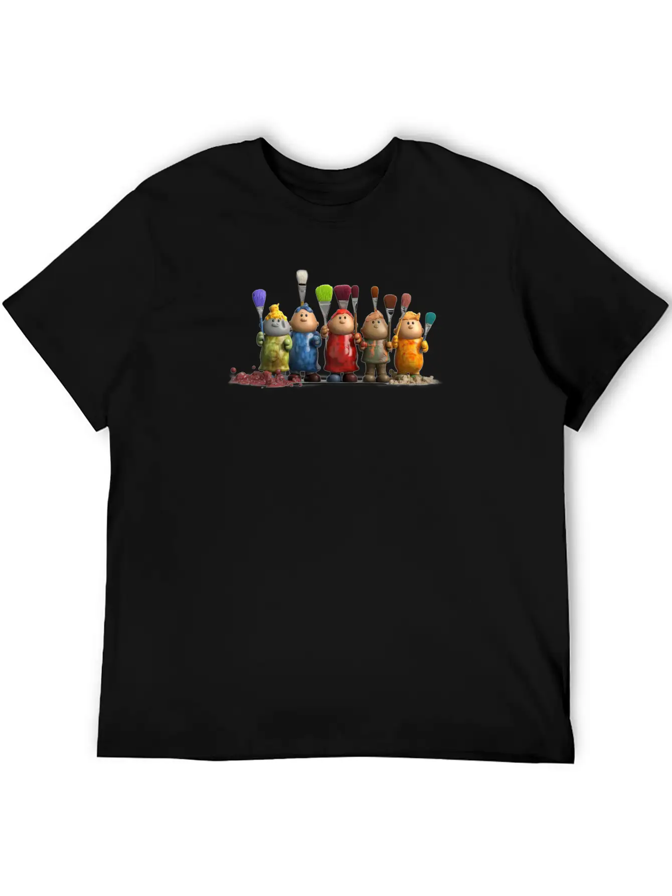 3D Figurines With Paint Brushes Classic Fit Graphic Tee For Daily Comfort – Unisex Cotton Shirt
