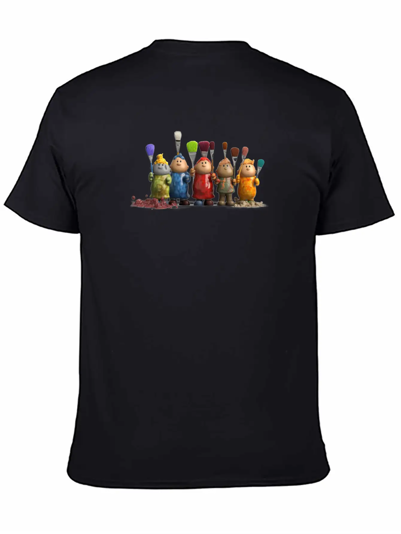3D Figurines With Paint Brushes Classic Fit Graphic Tee For Daily Comfort – Unisex Cotton Shirt