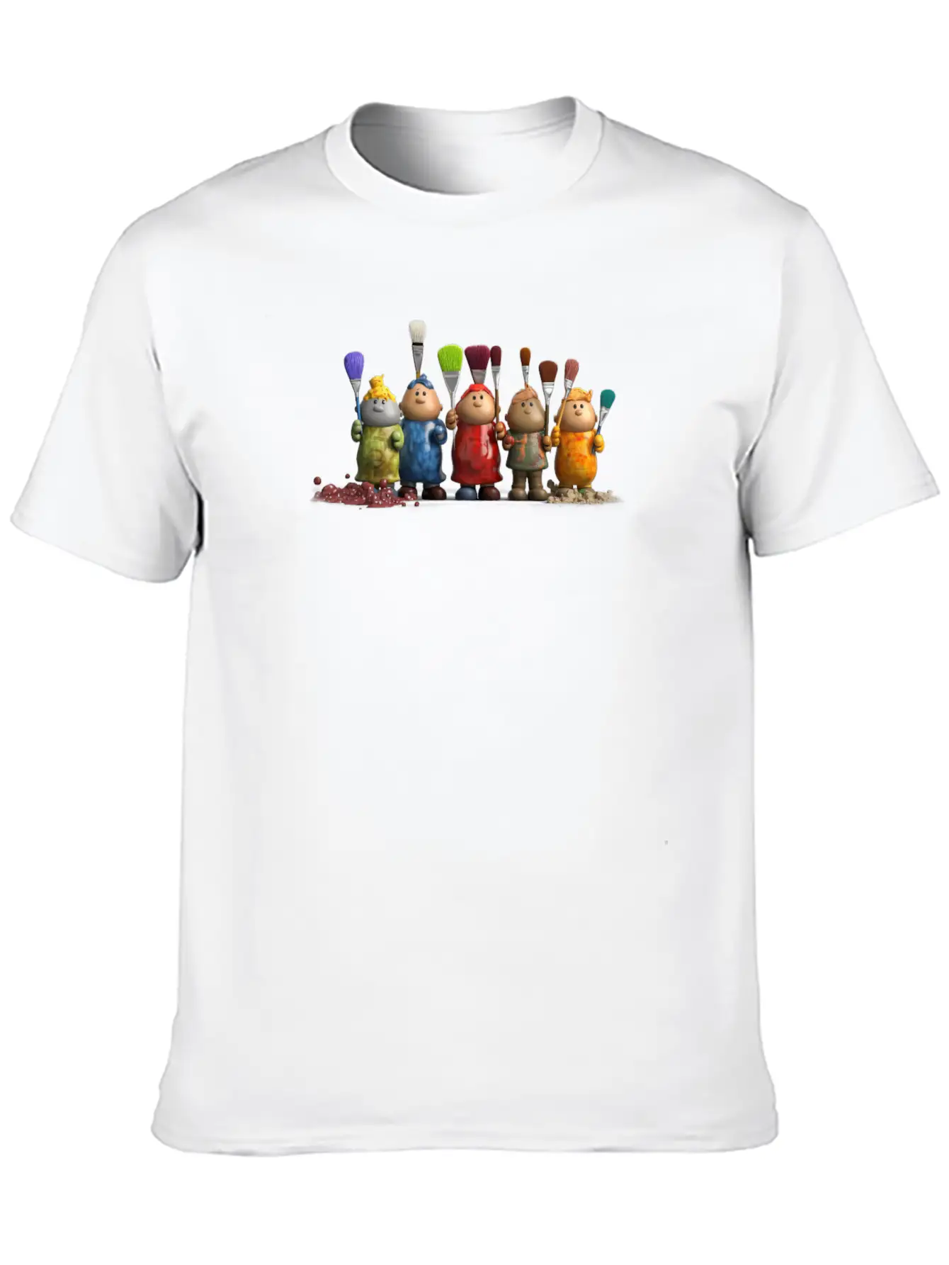 3D Figurines With Paint Brushes Classic Fit Graphic Tee For Daily Comfort – Unisex Cotton Shirt