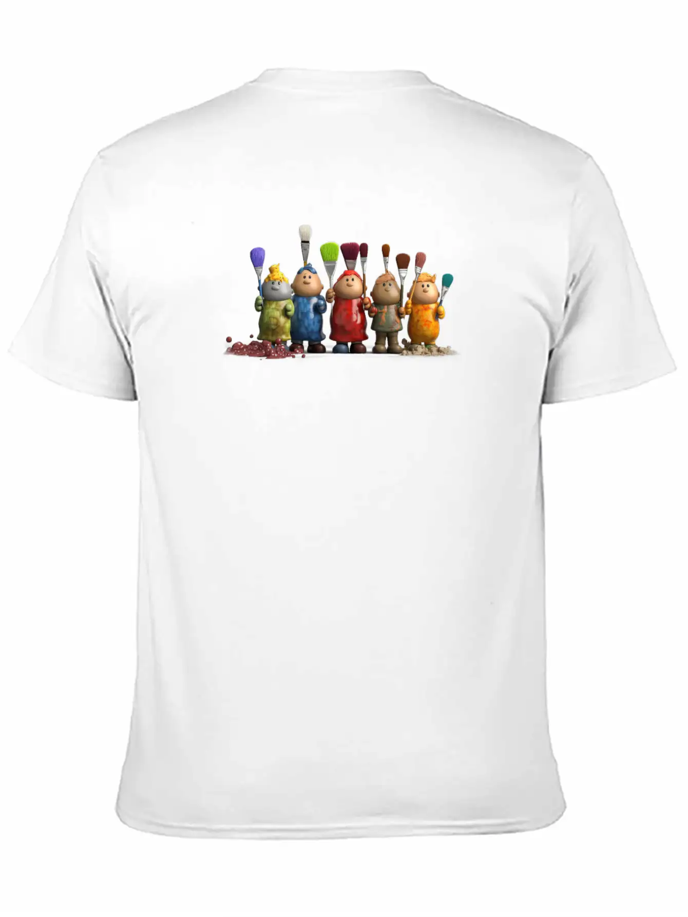 3D Figurines With Paint Brushes Classic Fit Graphic Tee For Daily Comfort – Unisex Cotton Shirt