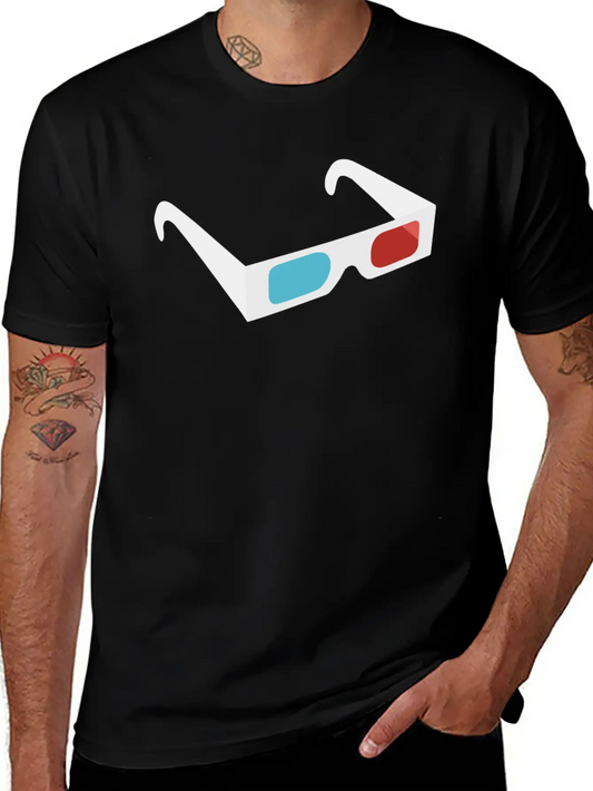 3D Glasses Classic Fit Graphic Tee For Daily Comfort – Unisex Cotton Shirt