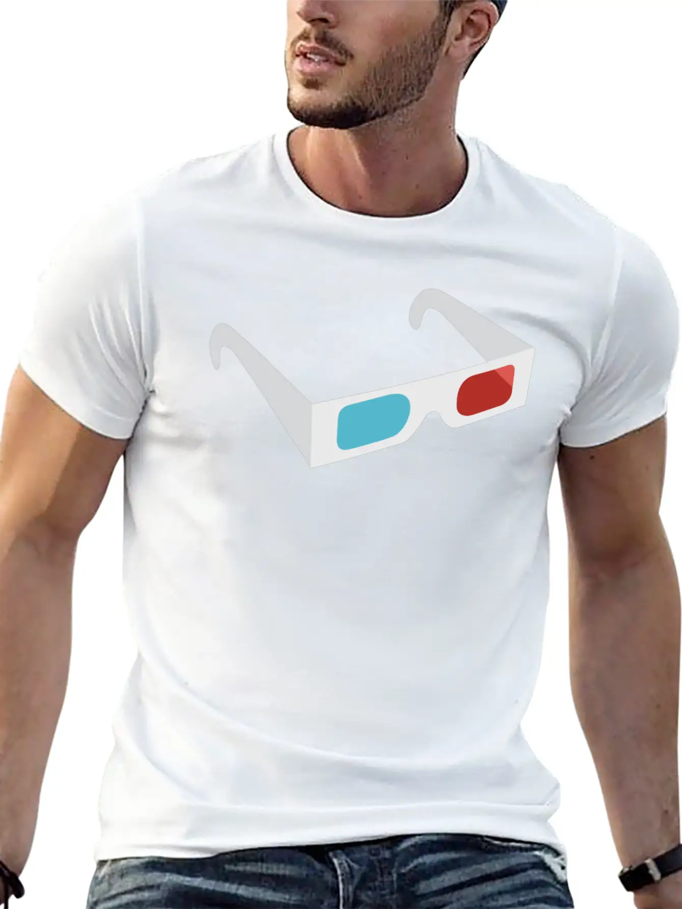 3D Glasses Classic Fit Graphic Tee For Daily Comfort – Unisex Cotton Shirt