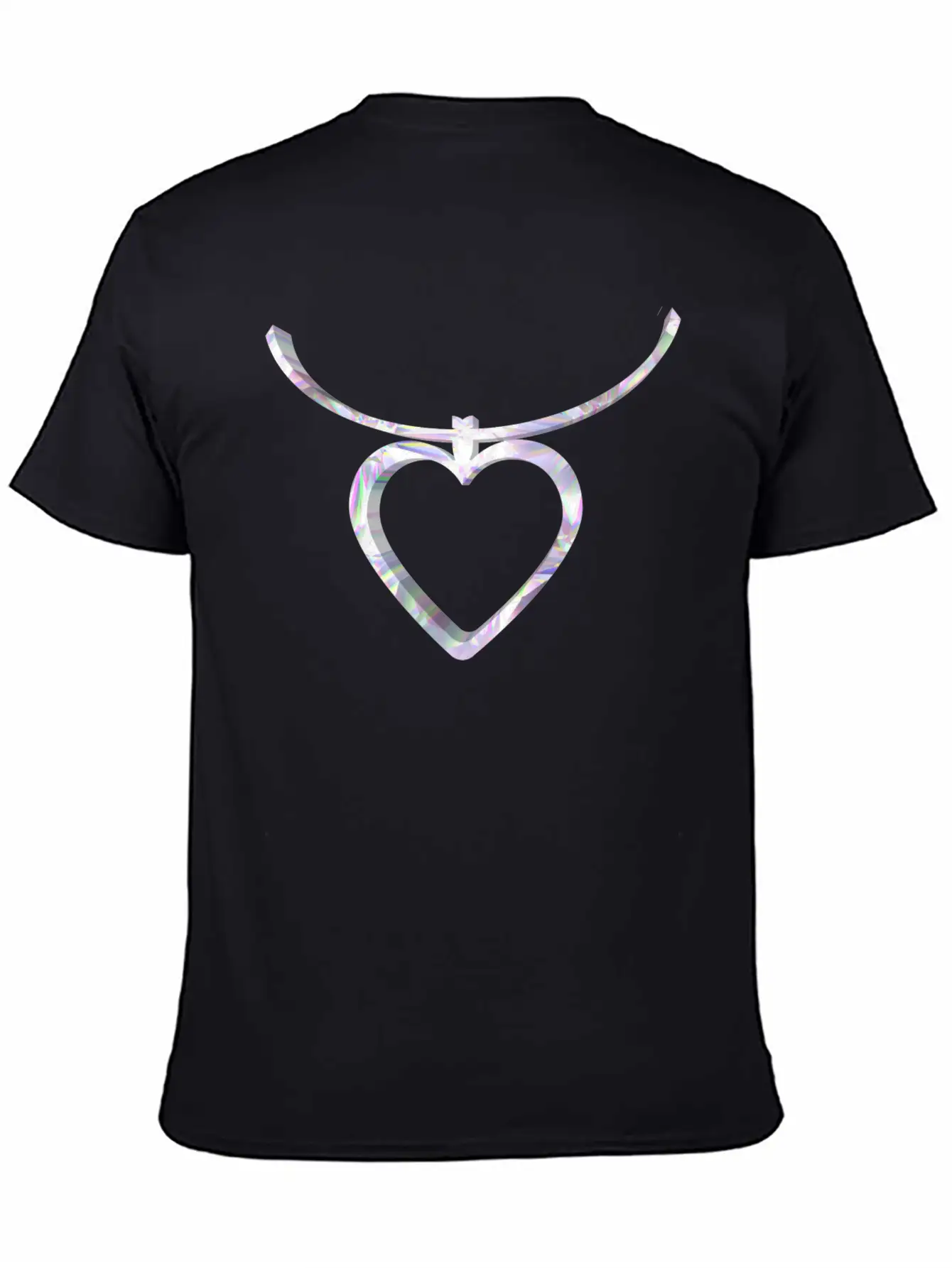 3D Heart Chain Design Comfortable Minimalist Graphic Tee – Summer Style Essential