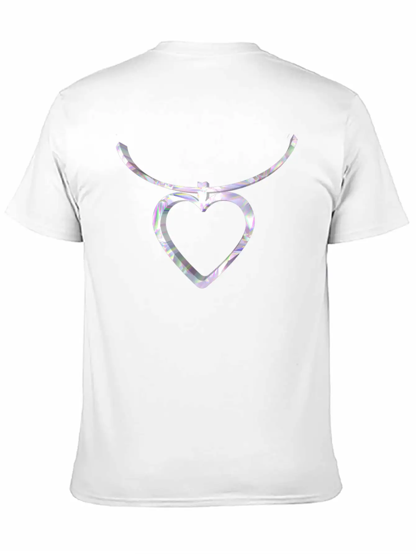 3D Heart Chain Design Comfortable Minimalist Graphic Tee – Summer Style Essential