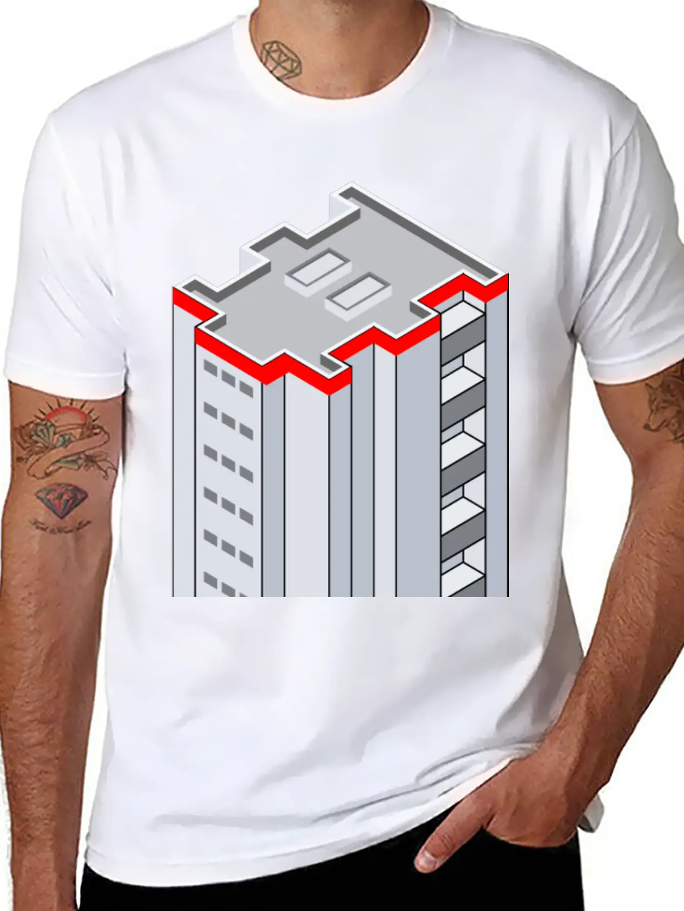 3D Isometric Building Essential Cotton Tee For Daily Outfits – Unisex Style