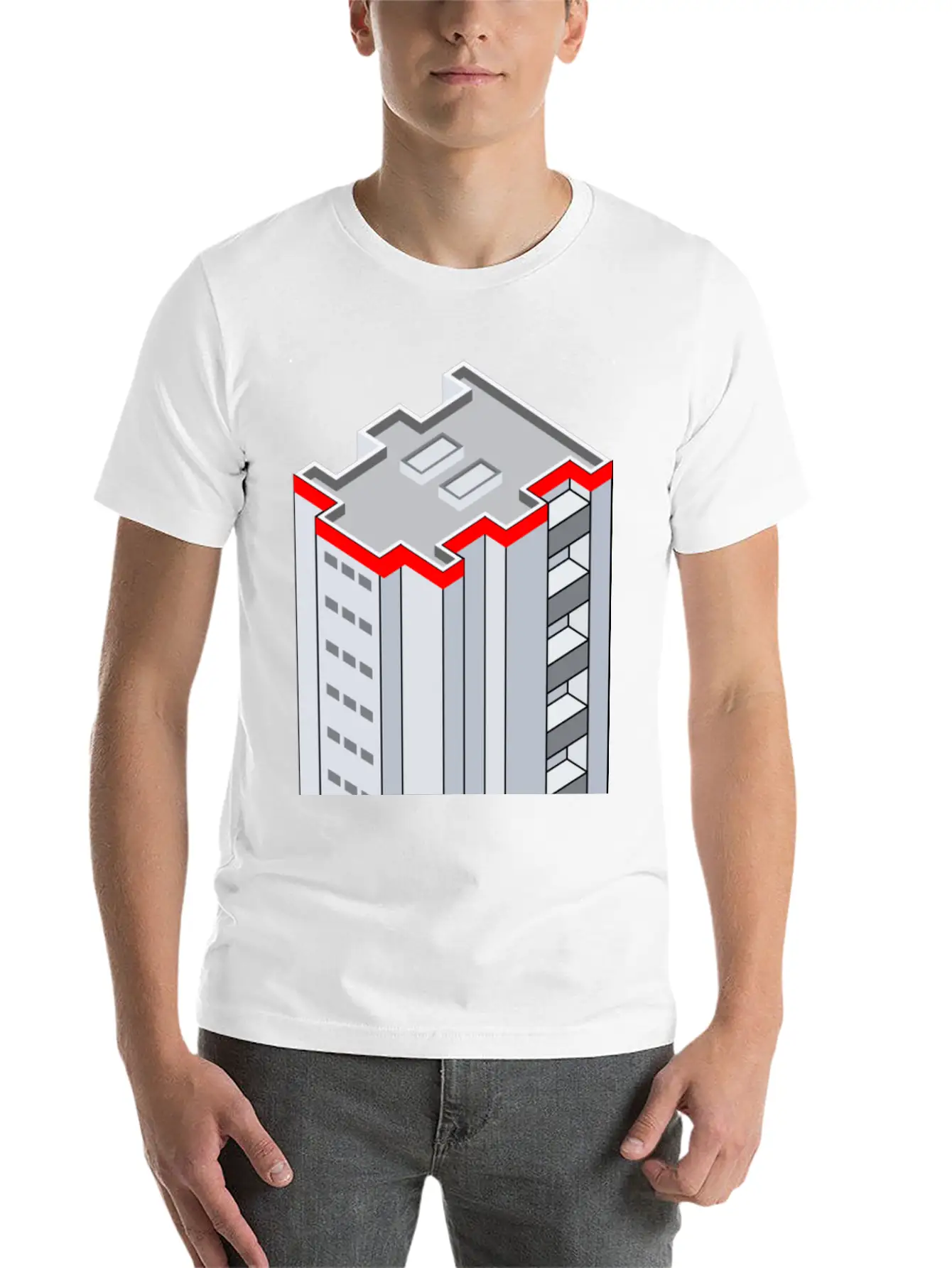 3D Isometric Building Essential Cotton Tee For Daily Outfits – Unisex Style