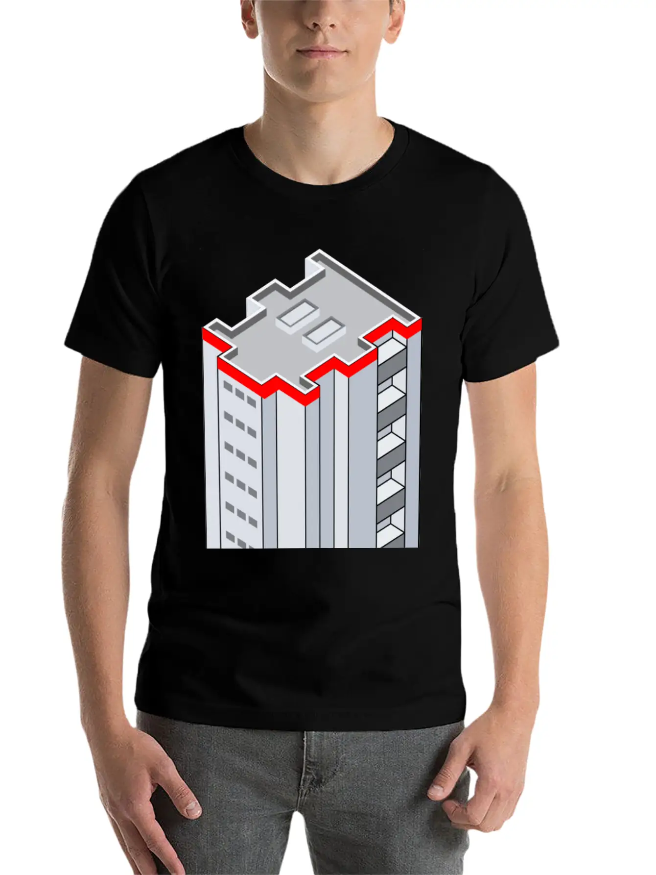 3D Isometric Building Essential Cotton Tee For Daily Outfits – Unisex Style