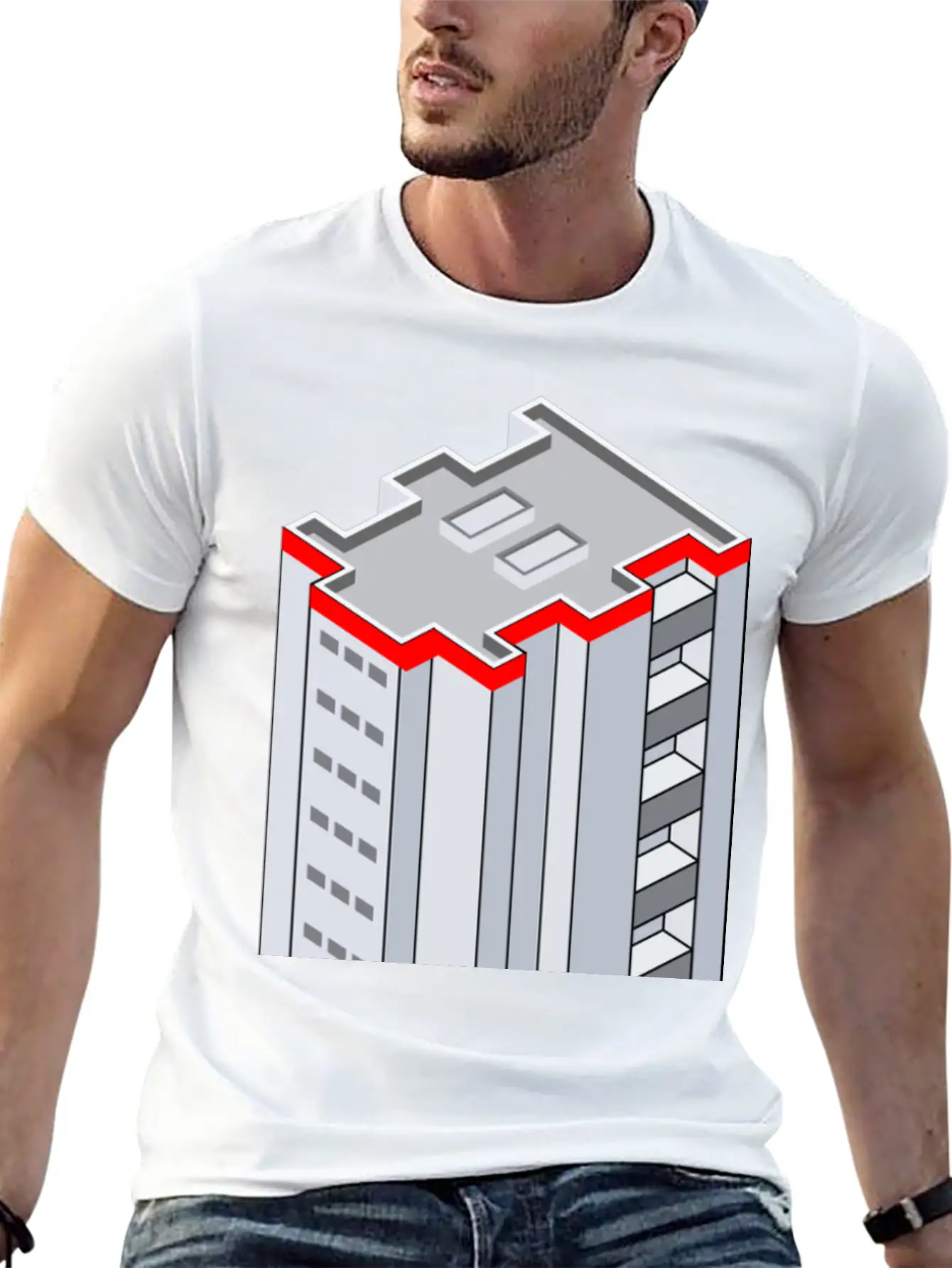 3D Isometric Building Essential Cotton Tee For Daily Outfits – Unisex Style