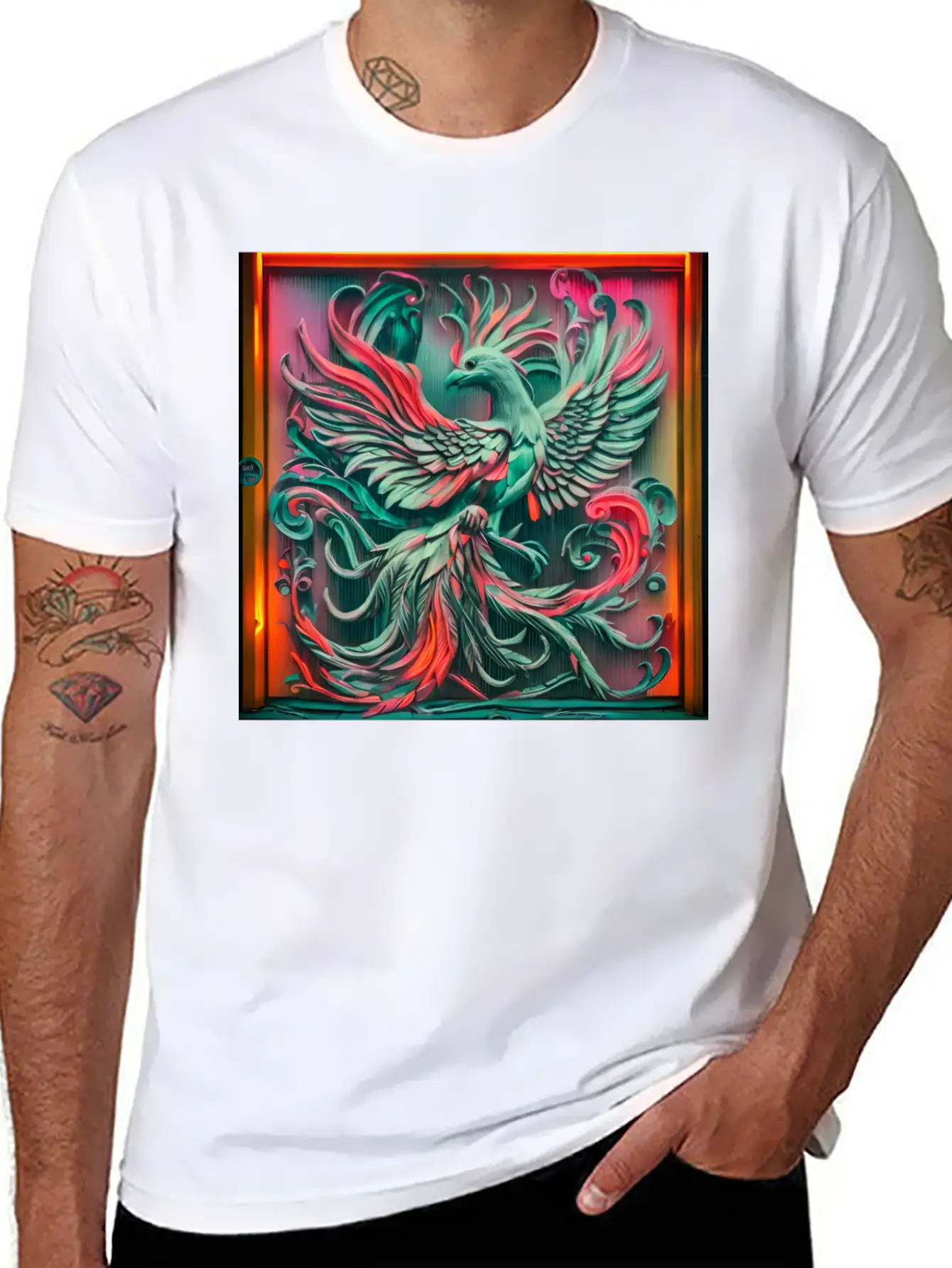 3D Phoenix.Bird Lightweight Cotton T-Shirt – Daily Comfort Graphic Shirt
