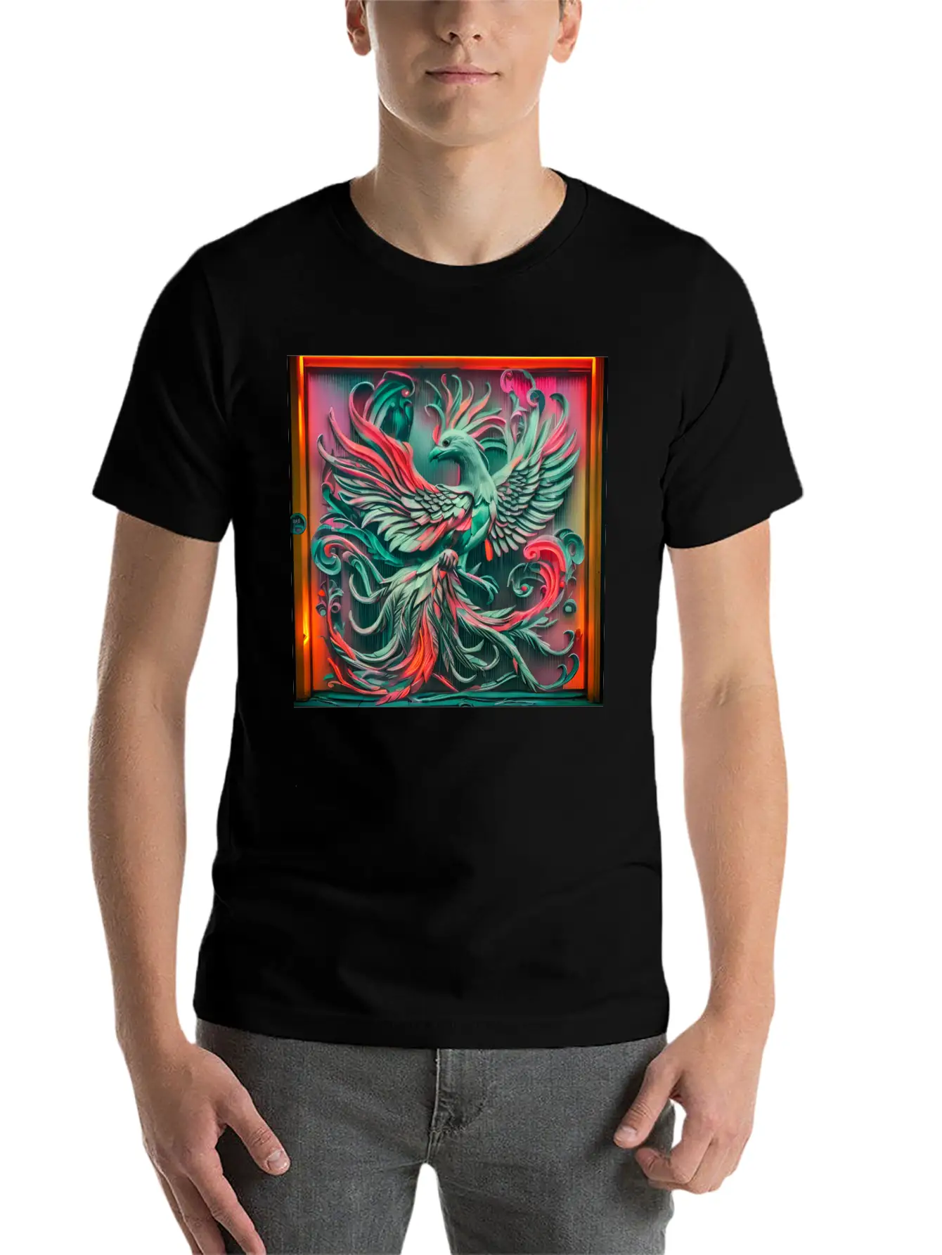 3D Phoenix.Bird Lightweight Cotton T-Shirt – Daily Comfort Graphic Shirt