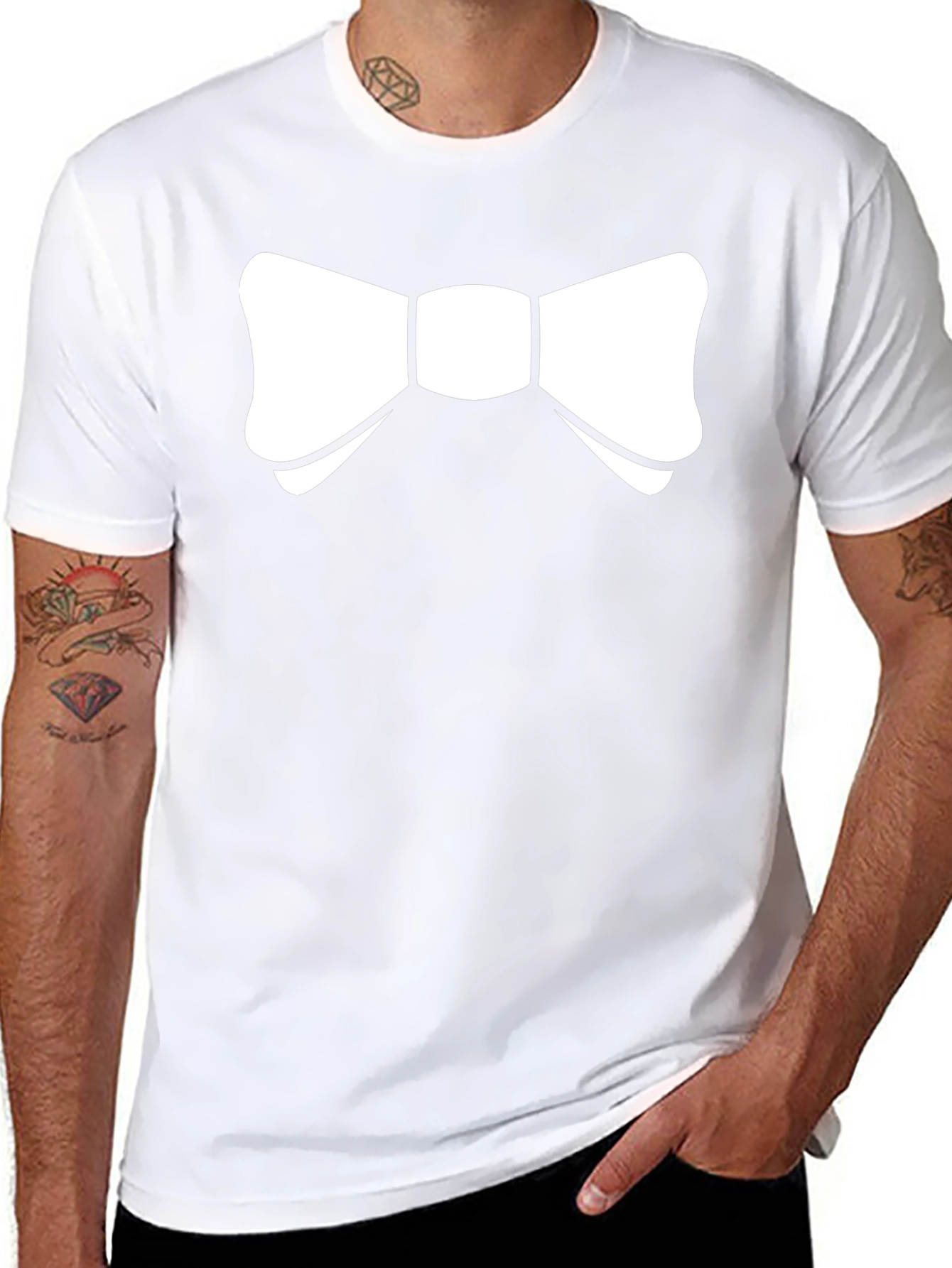 Novelty Bow Tie Graphic Tee - Black