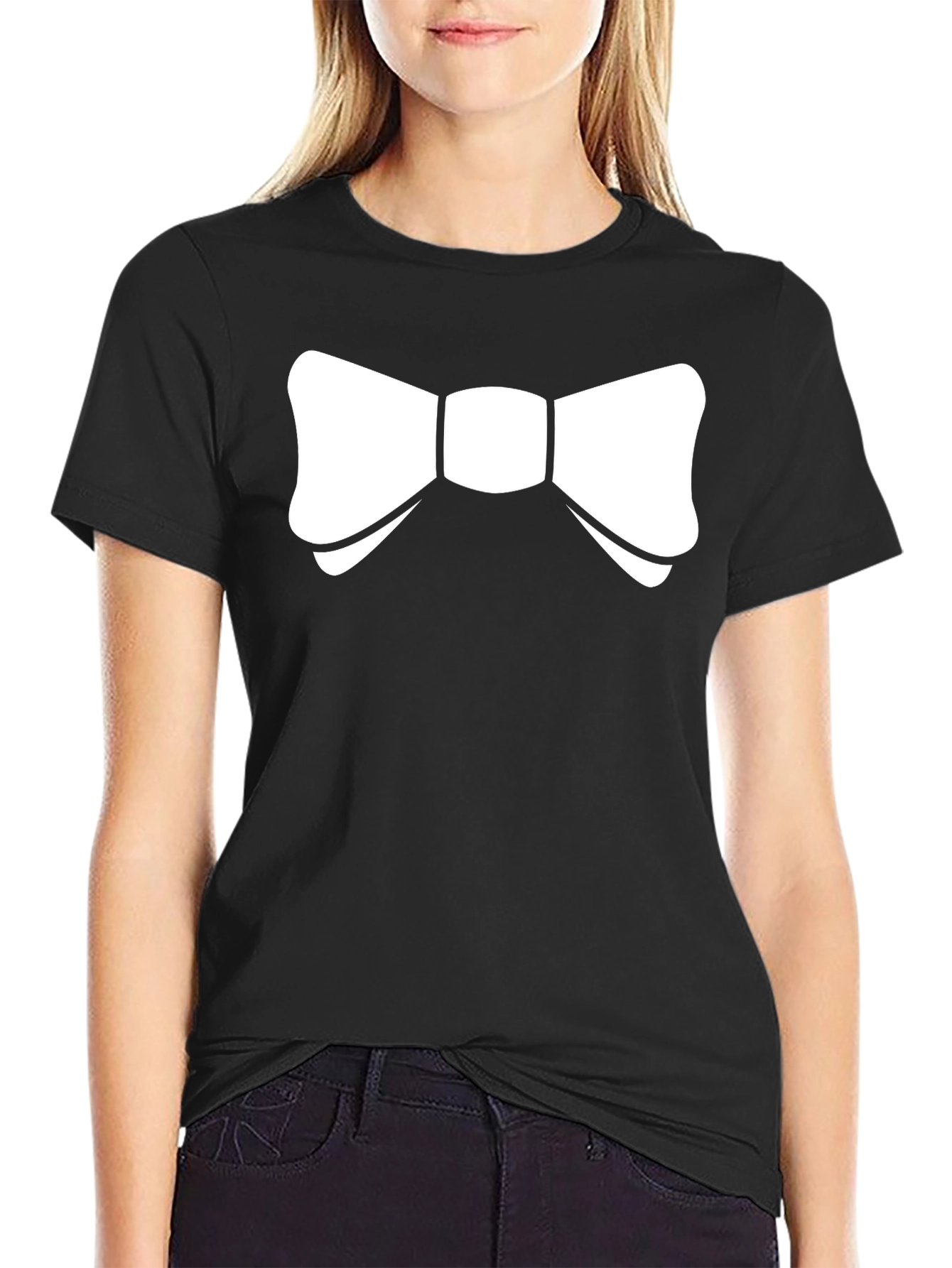 Novelty Bow Tie Graphic Tee - Black