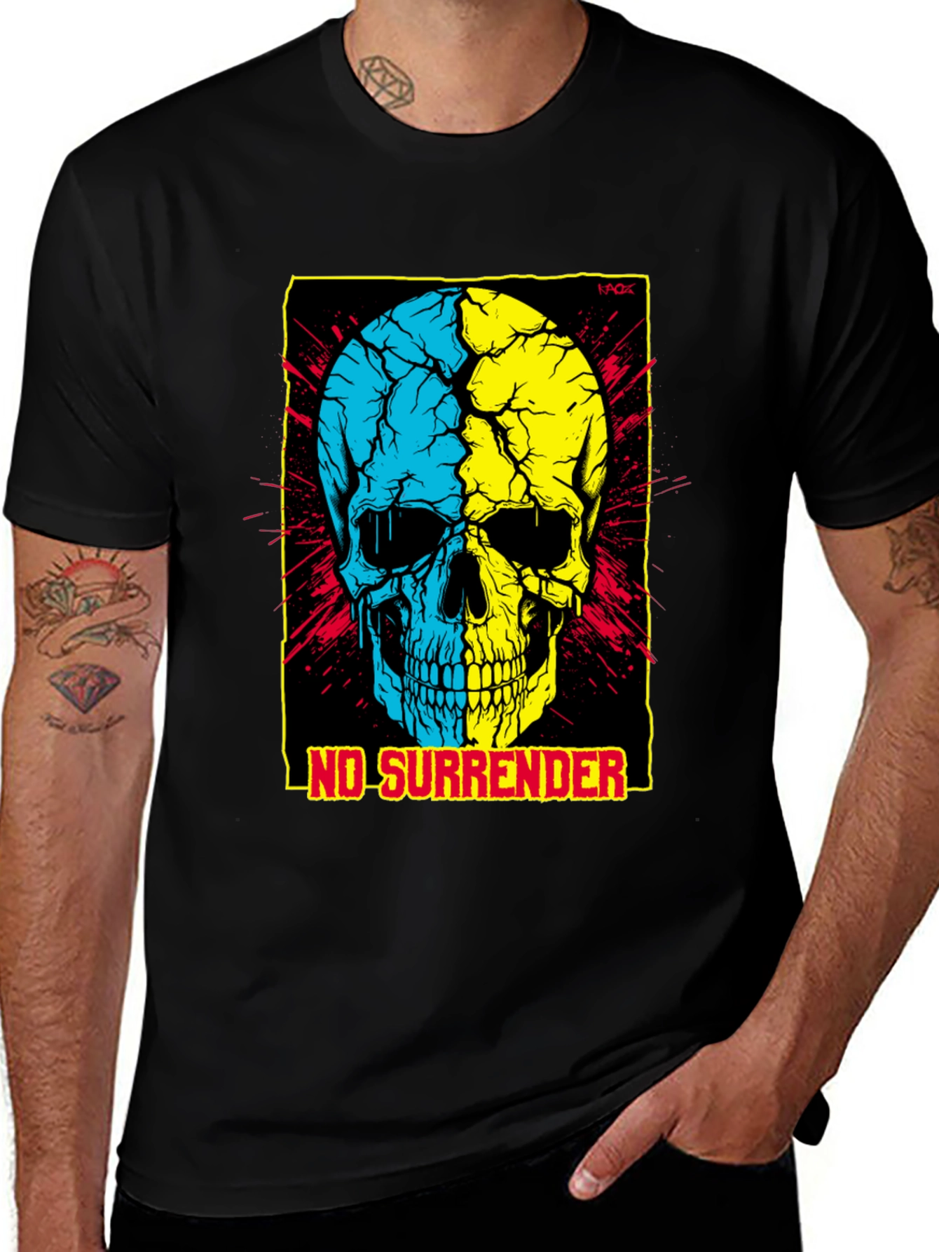 No Surrender Ukrainian Skull Graphic Tee