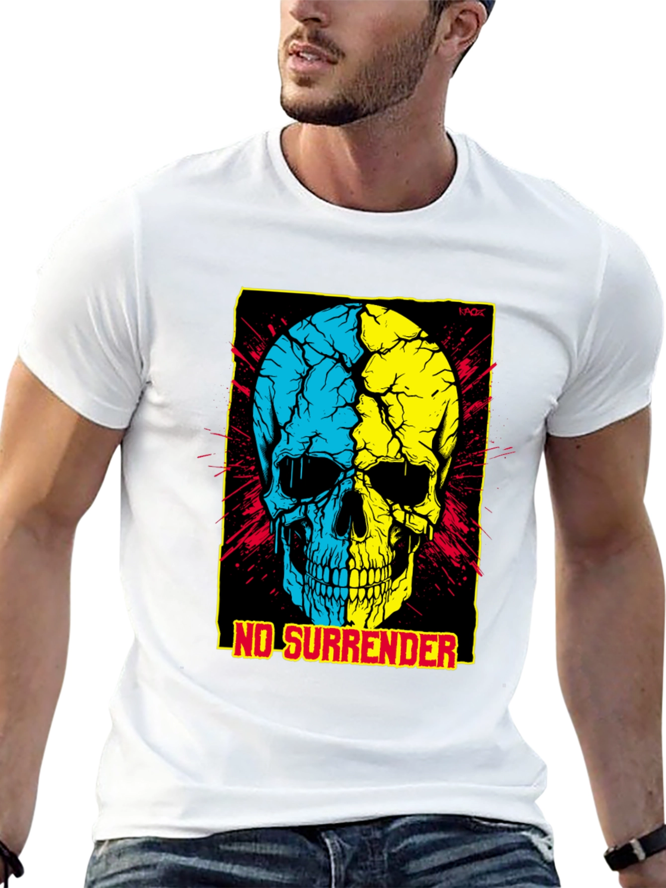 No Surrender Ukrainian Skull Graphic Tee