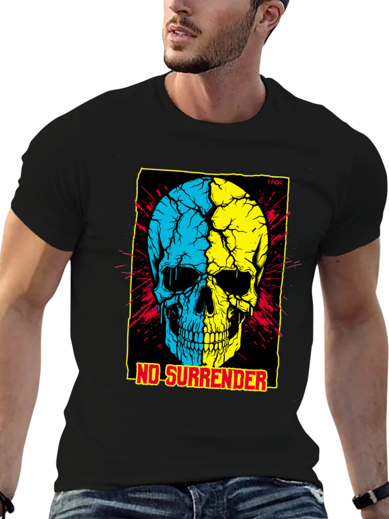 No Surrender Ukrainian Skull Graphic Tee
