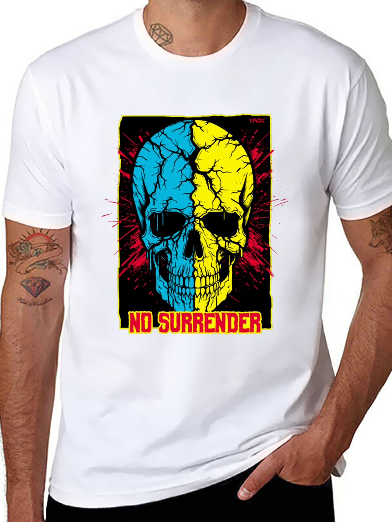 No Surrender Ukrainian Skull Graphic Tee