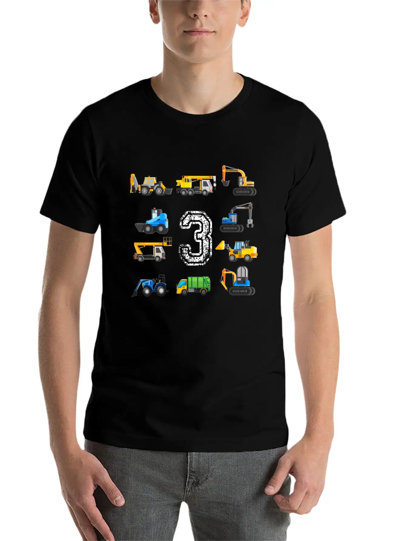 3rd Birthday Boy Toddler Construction Truck Gift Unisex Casual T-Shirt – Clean Design For Daily Comfort