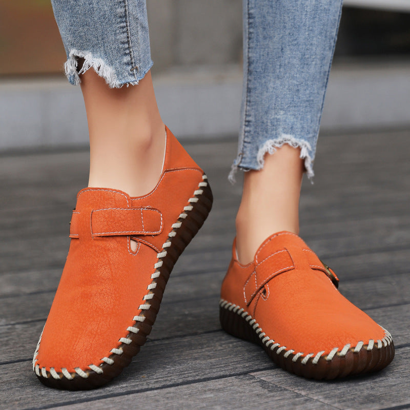 Soft Surface Top Layer Cowhide British Style Birkenstock Single Shoe Stitched Korean Version Comfortable Genuine Leather Women's Shoes