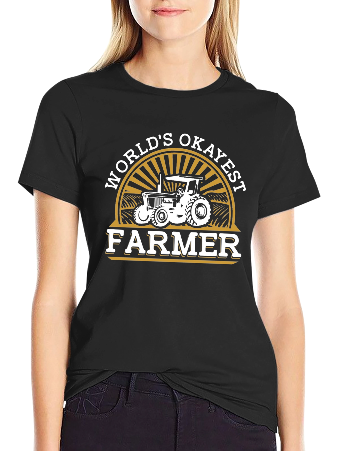 Worlds Okayest Farmer Black T-Shirt