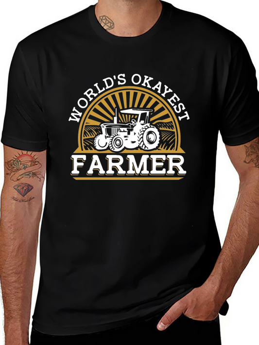 Worlds Okayest Farmer Black T-Shirt