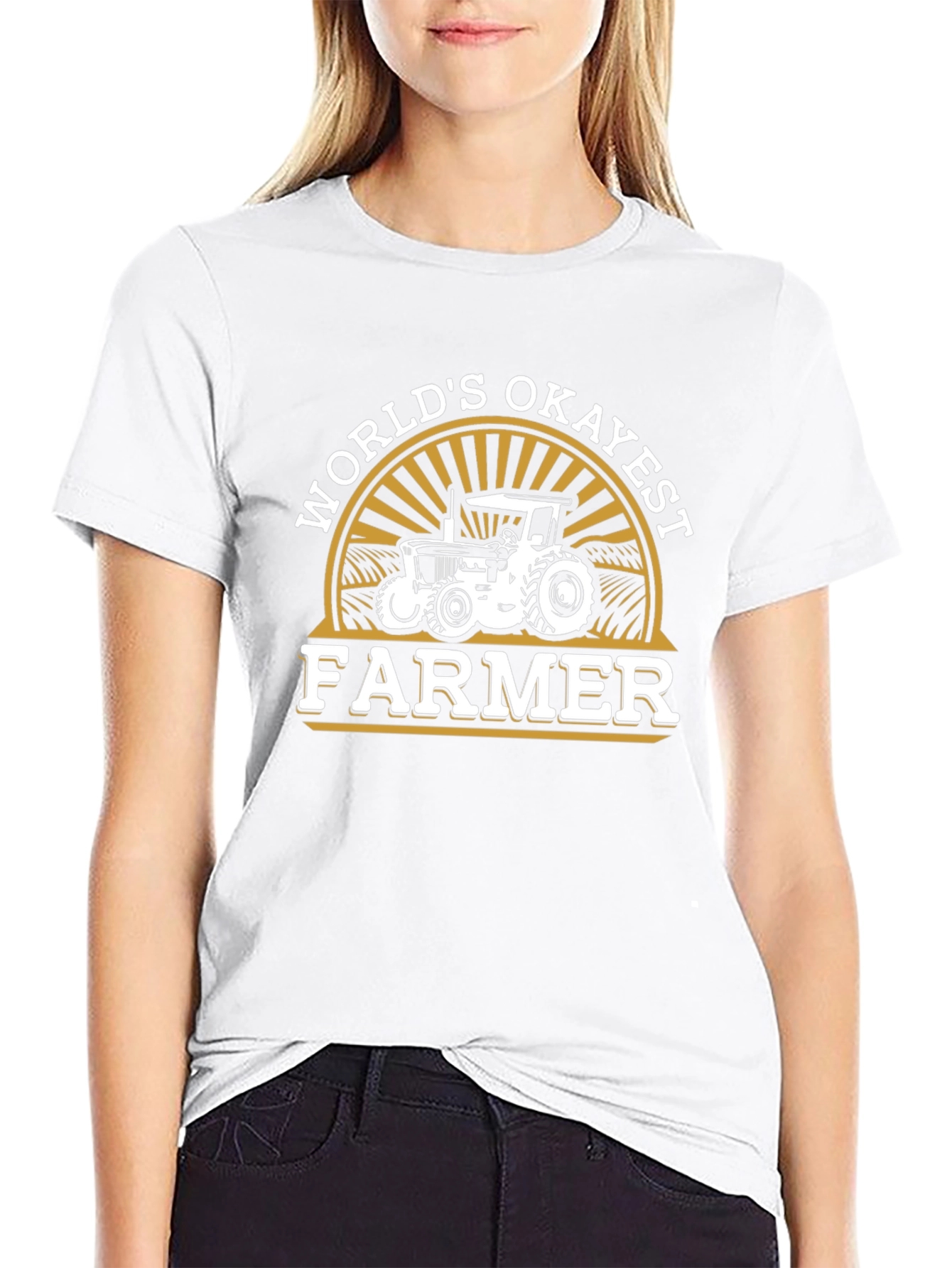 Worlds Okayest Farmer Black T-Shirt