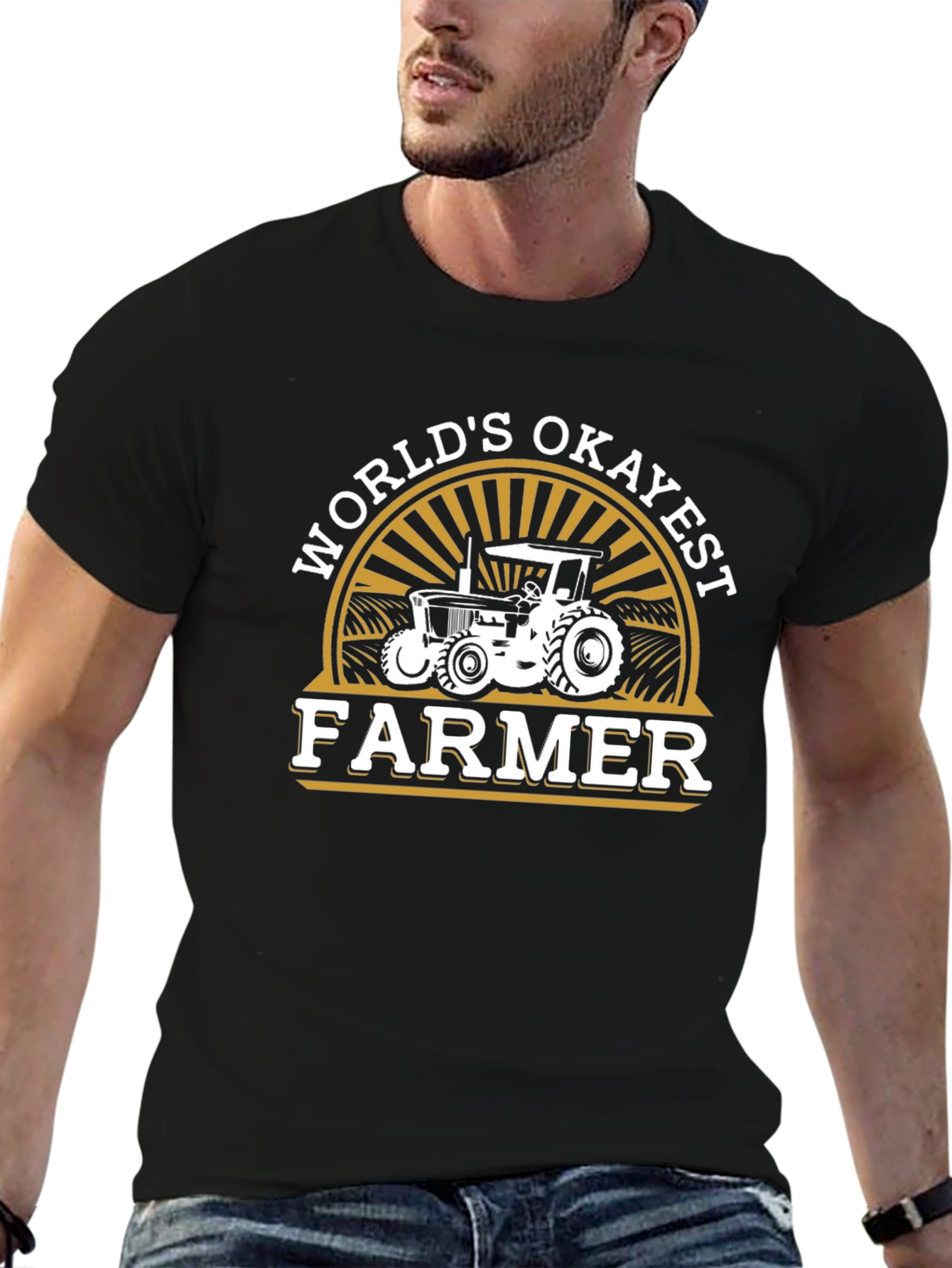 Worlds Okayest Farmer Black T-Shirt