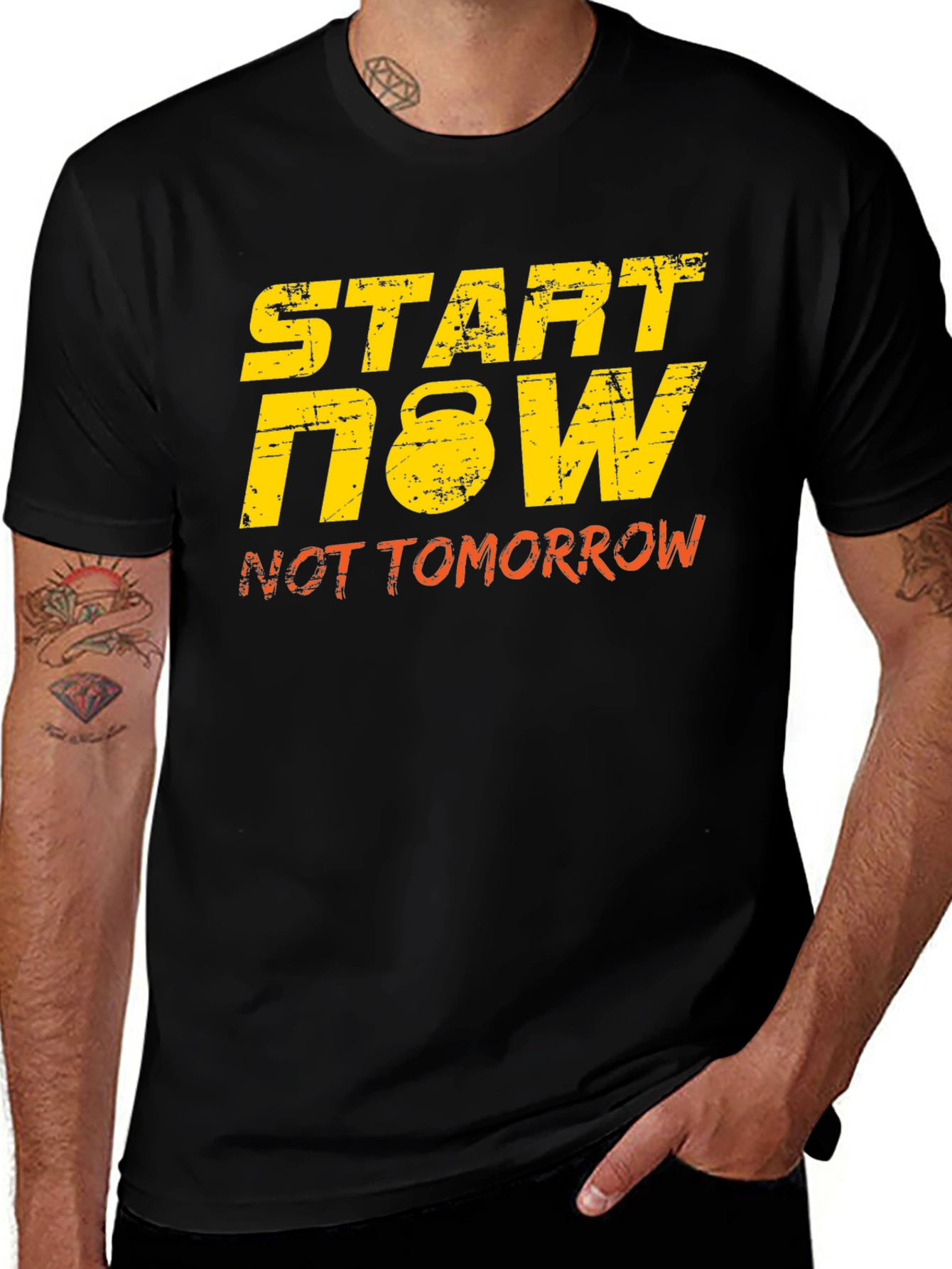 Start Now Kettlebell Black Graphic Tee
