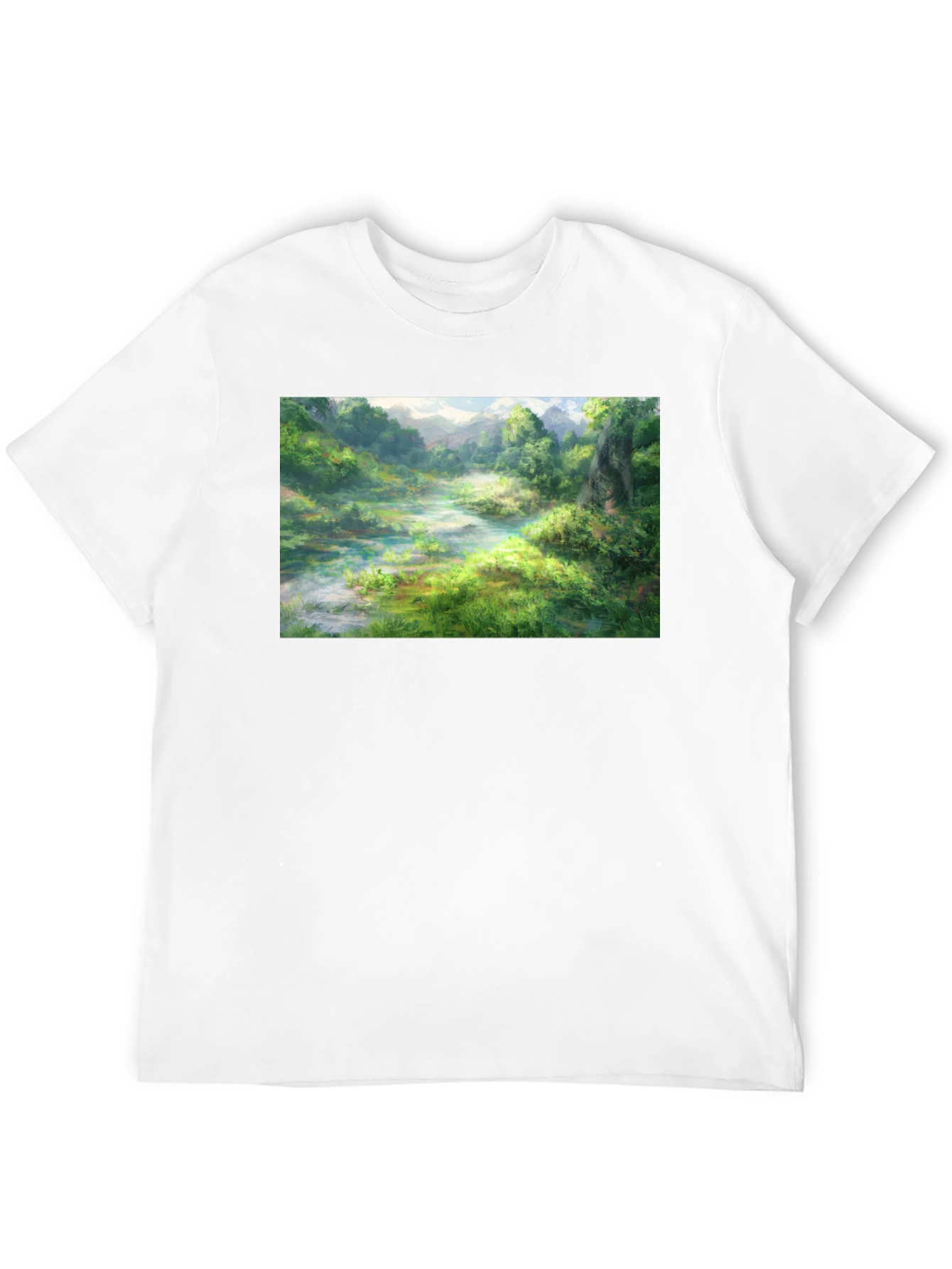 Nature Landscape Graphic Tee - Black Cotton T-Shirt