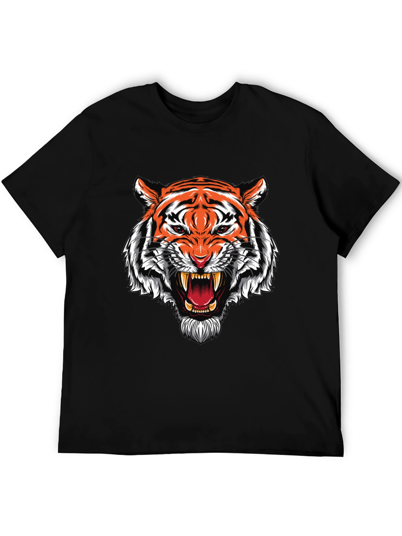 Roaring Tiger Graphic Print Black T-Shirt