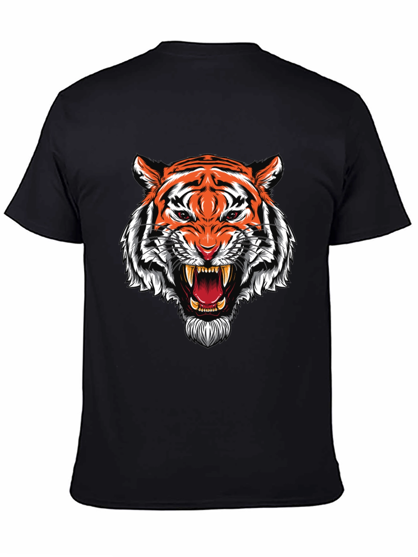 Roaring Tiger Graphic Print Black T-Shirt