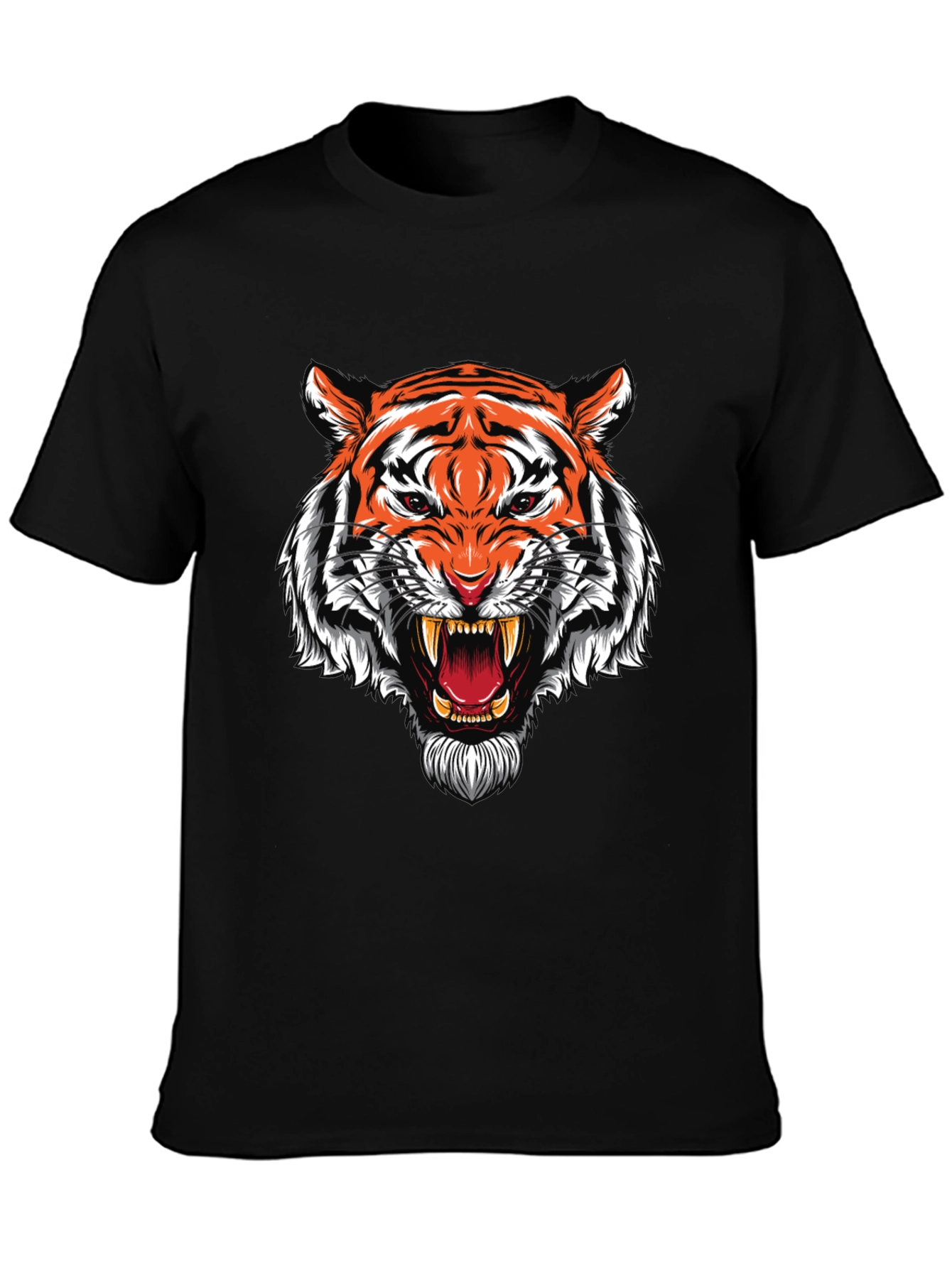 Roaring Tiger Graphic Print Black T-Shirt