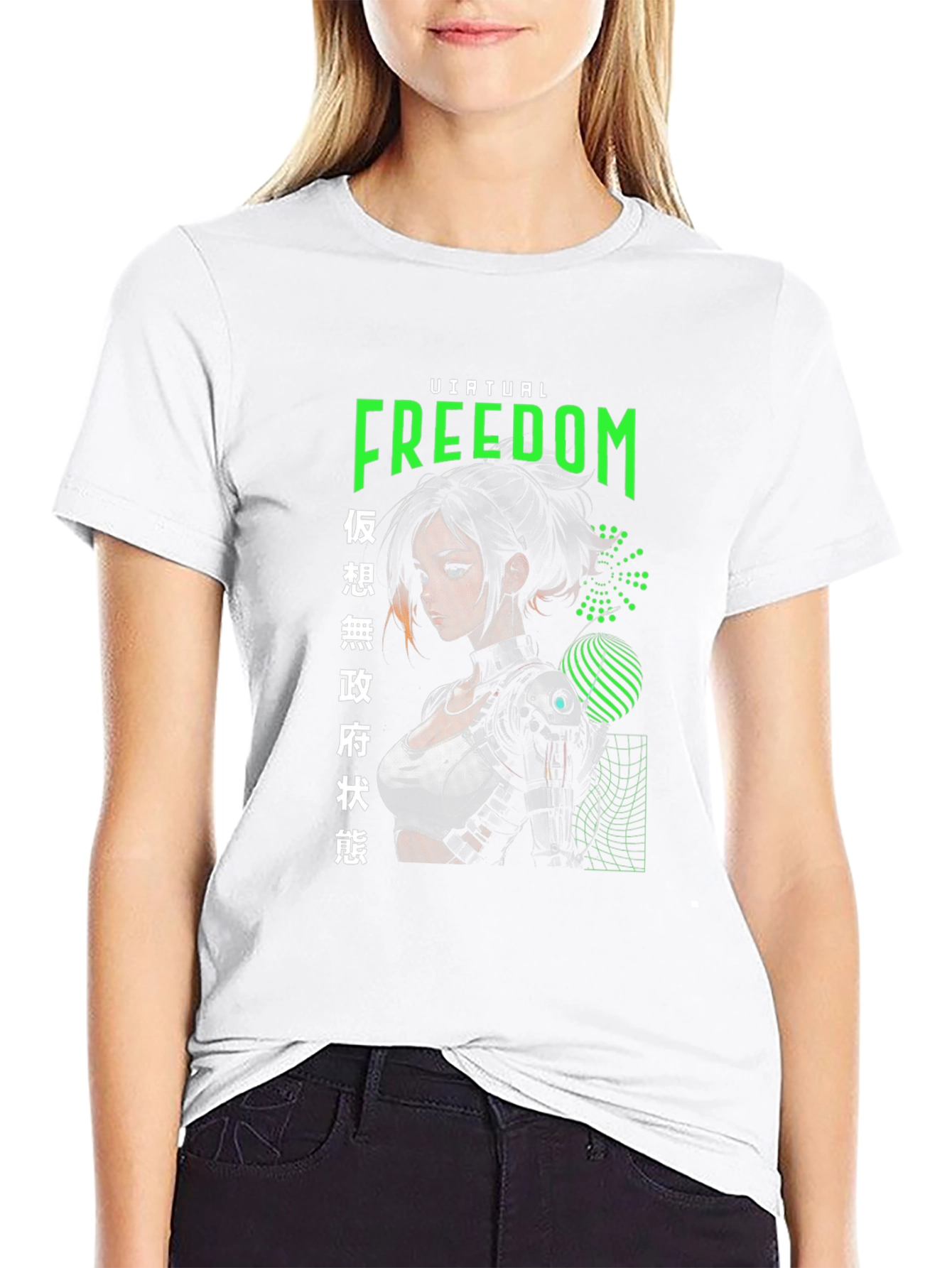 Virtual Freedom Graphic Tee - Cyberpunk Style
