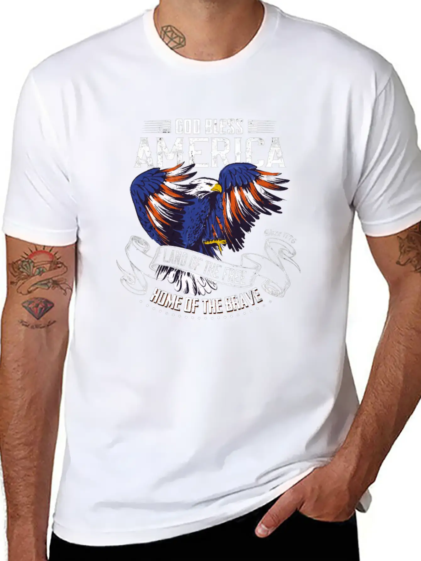 4th Of July USA Land Of The Free Home Of The Brave Basic Graphic T-Shirt – Daily Comfort In Soft Cotton