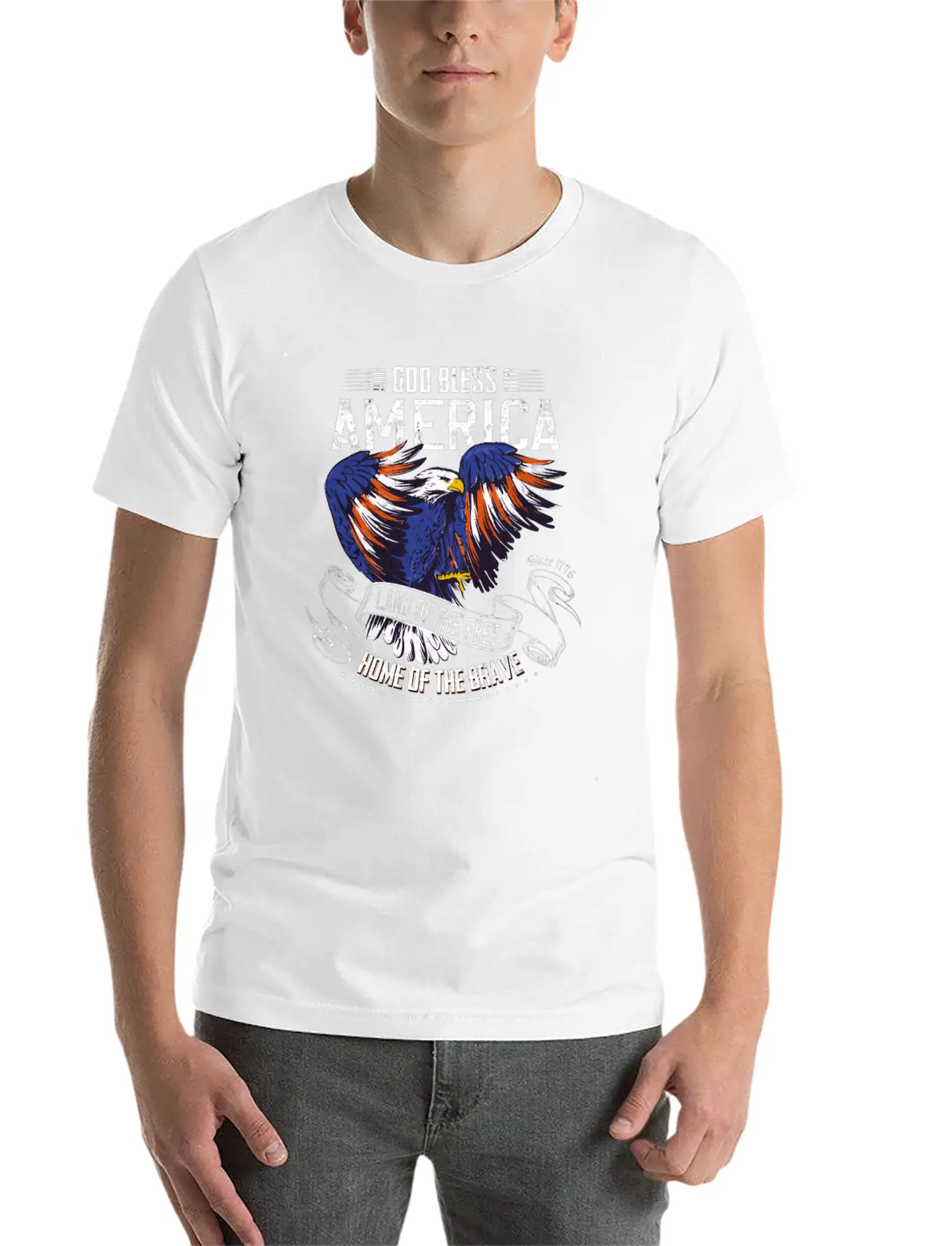 4th Of July USA Land Of The Free Home Of The Brave Basic Graphic T-Shirt – Daily Comfort In Soft Cotton