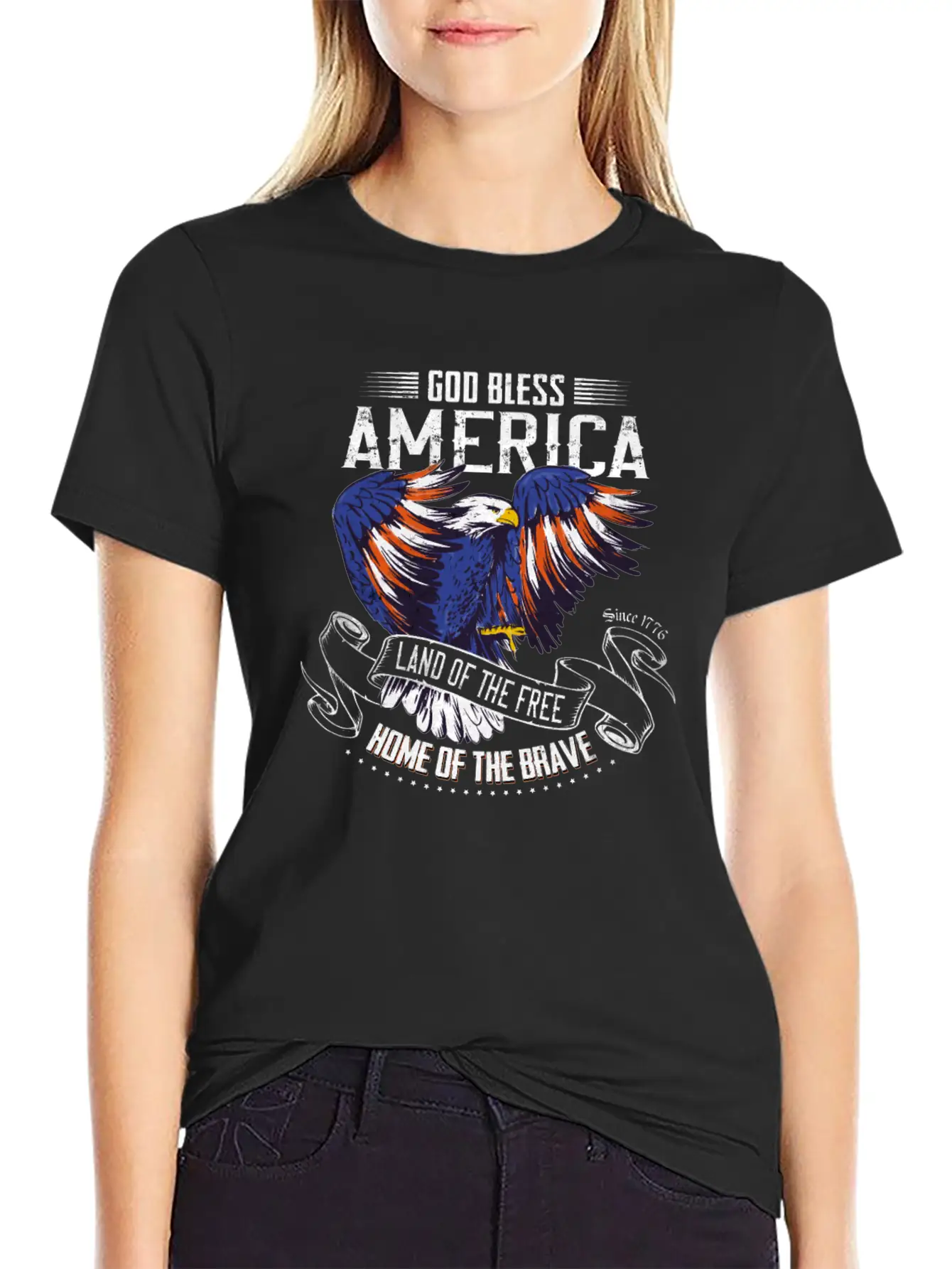 4th Of July USA Land Of The Free Home Of The Brave Basic Graphic T-Shirt – Daily Comfort In Soft Cotton
