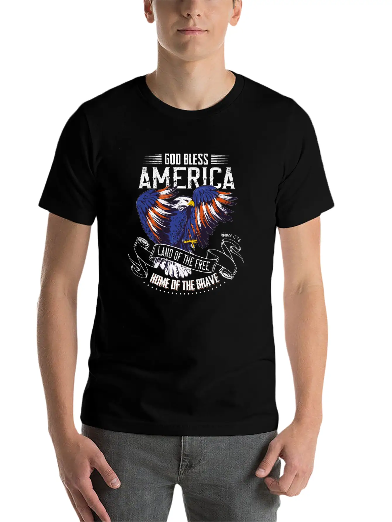 4th Of July USA Land Of The Free Home Of The Brave Basic Graphic T-Shirt – Daily Comfort In Soft Cotton
