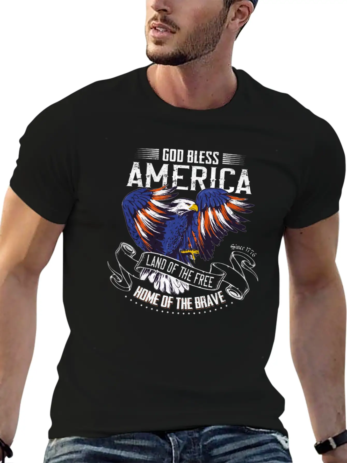 4th Of July USA Land Of The Free Home Of The Brave Basic Graphic T-Shirt – Daily Comfort In Soft Cotton