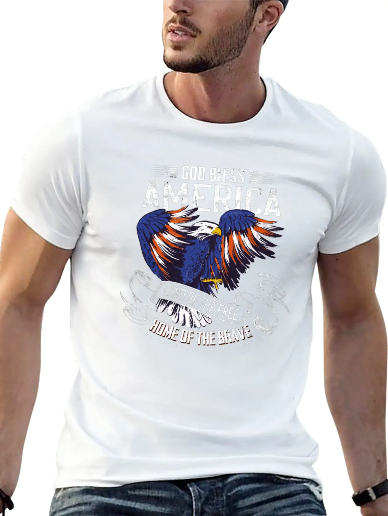 4th Of July USA Land Of The Free Home Of The Brave Basic Graphic T-Shirt – Daily Comfort In Soft Cotton