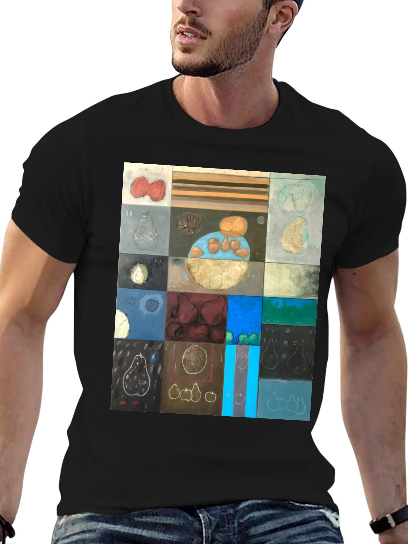 Abstract Fruit Collage T-Shirt - Modern Art Tee