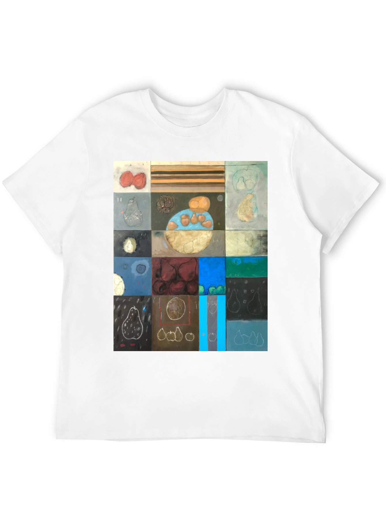 Abstract Fruit Collage T-Shirt - Modern Art Tee