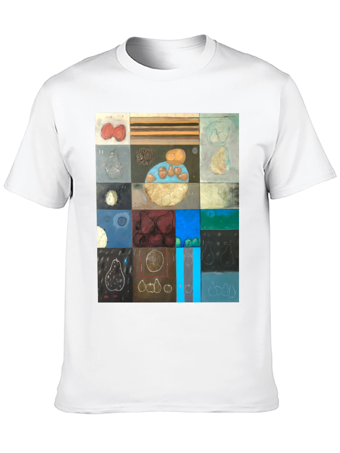 Abstract Fruit Collage T-Shirt - Modern Art Tee