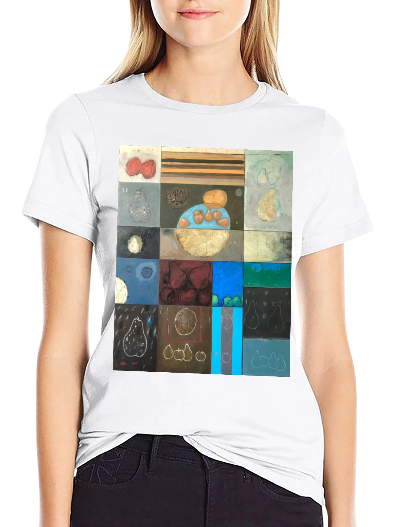 Abstract Fruit Collage T-Shirt - Modern Art Tee