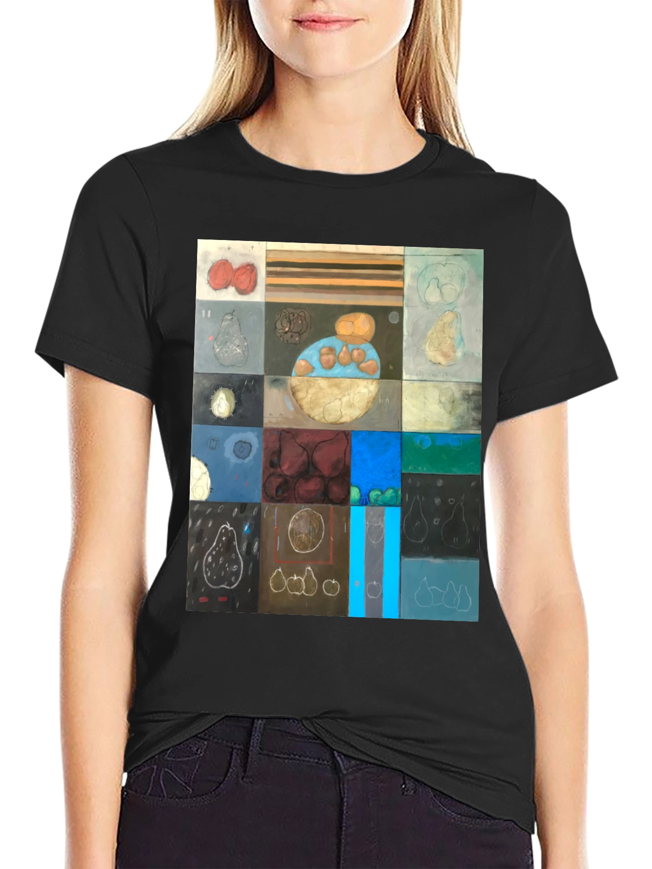 Abstract Fruit Collage T-Shirt - Modern Art Tee