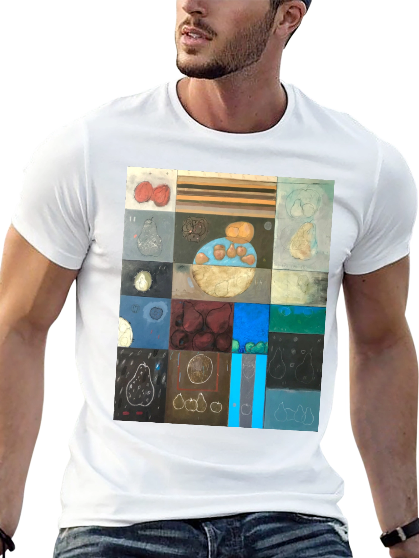 Abstract Fruit Collage T-Shirt - Modern Art Tee